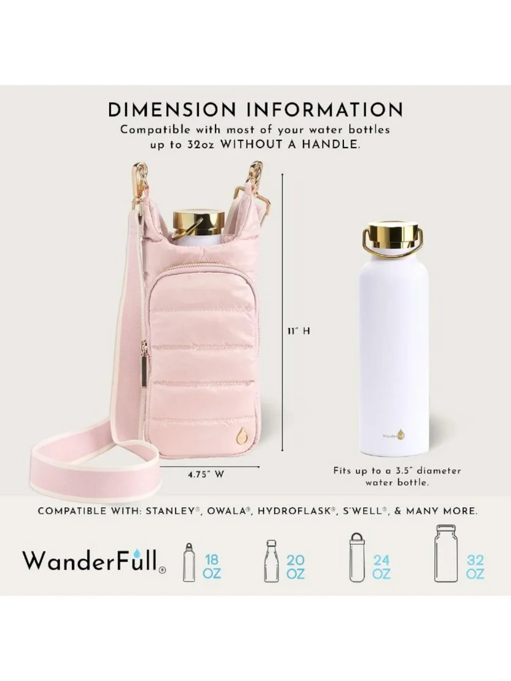 Hydro Crossbody Water Bottle Holder with Phone Pocket - Fits 32 oz Bottles